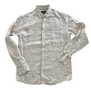 Country Road Organic Linen Button Shirt Mens S Beige Minimalist Neutral Capsule